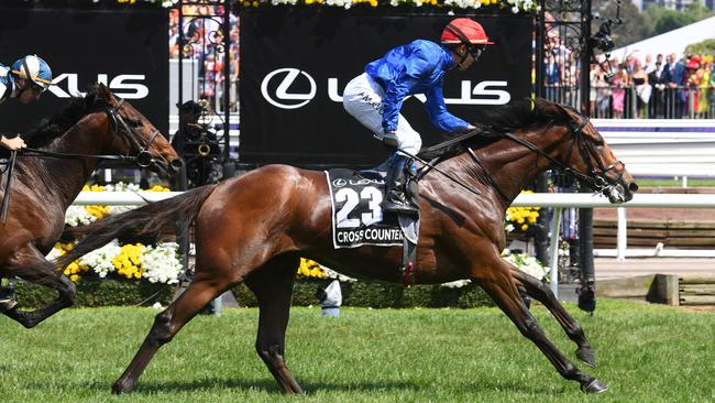 Cross Counter wins the 2018 Melbourne Cup. Photo: Vince Caligiuri/Getty Images.