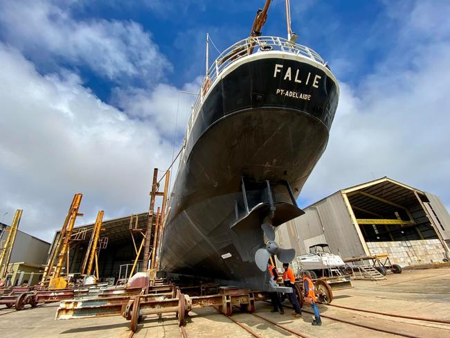 SA's 100-year-old Ketch Falie is in dry dock awaiting major repairs. Pictures: Historic Ketch Failie volunteers.