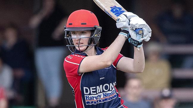 Women's CTPL one day grand final between North Hobart and Greater Northern Raiders at the TCA, North Hobart Clare Scott bats. Picture: Chris Kidd