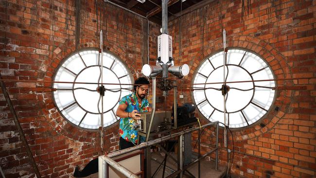 Best of 2022. Townsville Brewing Co owner Tristan Bredhauer pictured inside the iconic clock tower. Picture: Shae Beplate.