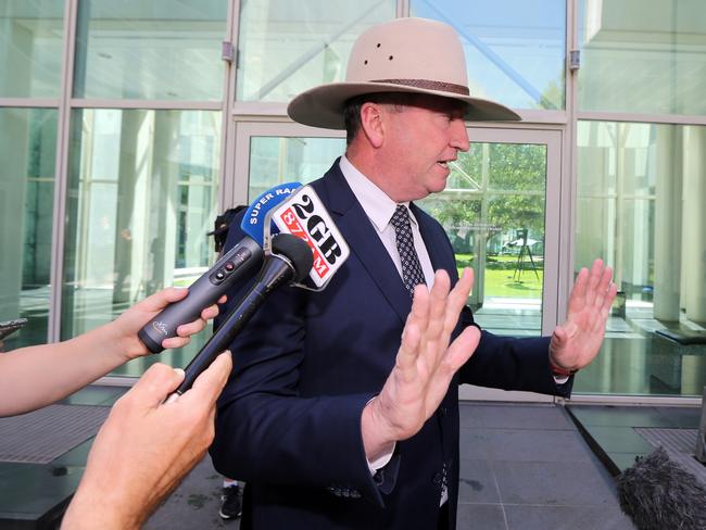 Deputy Prime Minister Barnaby Joyce during a press conference at Parliament House in Canberra. Picture Gary Ramage