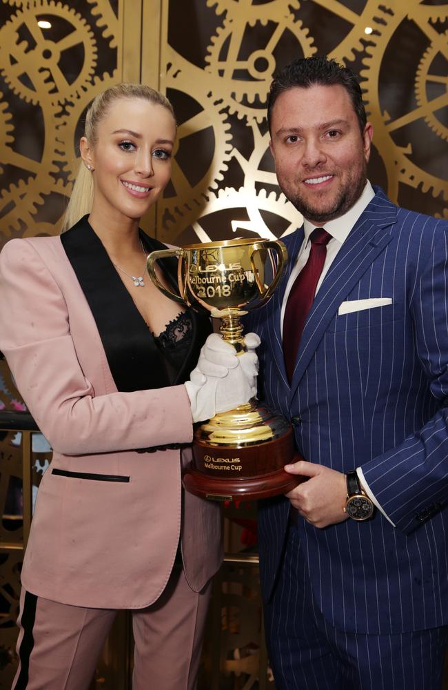 James Kennedy, pictured with wife Jaimee Belle at the Melbourne Cup last year, says he has long had an interest in thoroughbreds. Picture: Julie Kiriacoudis