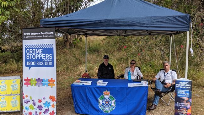 A stand set up by police investigating the shootings of Shane Ross and Cameron Martin. Picture: Luke Mortimer.