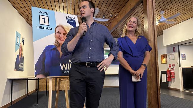 Liberal candidate for Black Amanda Wilson concedes the by-election triggered by David Speirs resigning from parliament. Pictured with Opposition leader Vincent Tarzia. Picture: Kathryn Bermingham