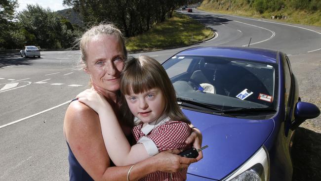 Naomi Cooper and daughter Grace, 12, back at Devil’s Elbow on Mt Dandenong Tourist Rd. Picture: David Caird