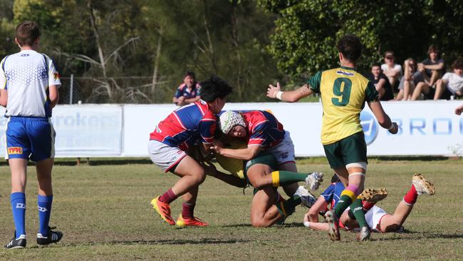 Action galleries of the junior rugby union grand finals, match played at Surfers Paradise Home Ground. Surfers Paradise Dolphins Vs Bond Uni under 18s division. Picture Mike BatterhamAction galleries of the junior rugby union grand finals, match played at Surfers Paradise Home Ground. Surfers Paradise Dolphins Vs Bond pirates under 18s division. Picture Mike Batterham