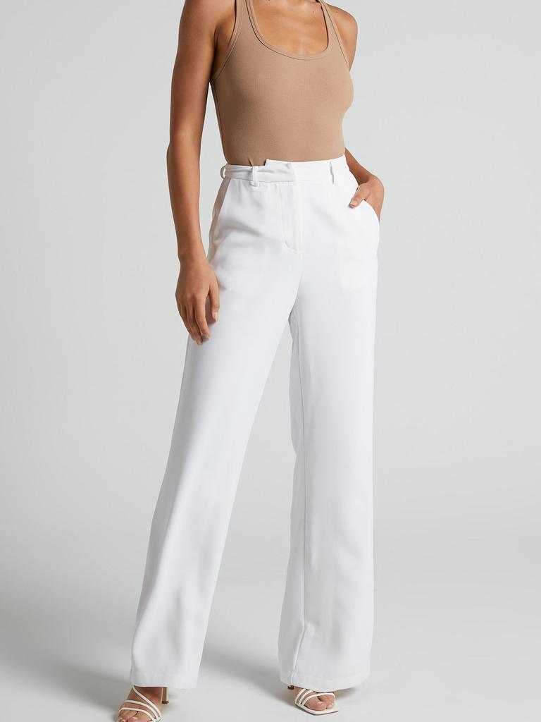 Solid White Wide Leg Long Summer Palazzo Pants