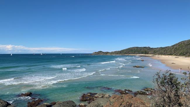 The woman was in the water at Shelly Beach when her leg was mauled. Picture Lindsay Moller