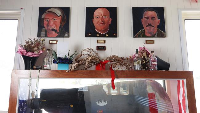 The memorial to the three US firefighters who died fighting the Black Summer bushfires on Fitzgerald’s property. Picture; John Feder