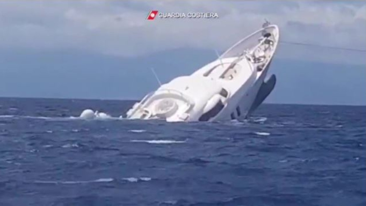 The superyacht sank after it was battered by a storm. Picture: guardiacostiera