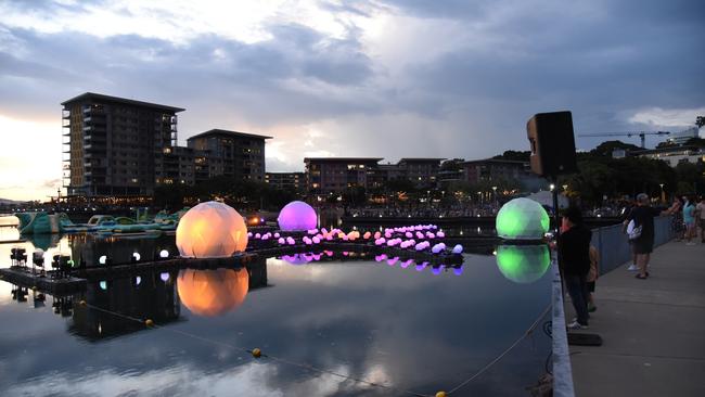 Awaiting the two tonne fireworks payload at Darwin's Waterfront Precinct for New Year's Eve 2024. Picture: Alex Treacy