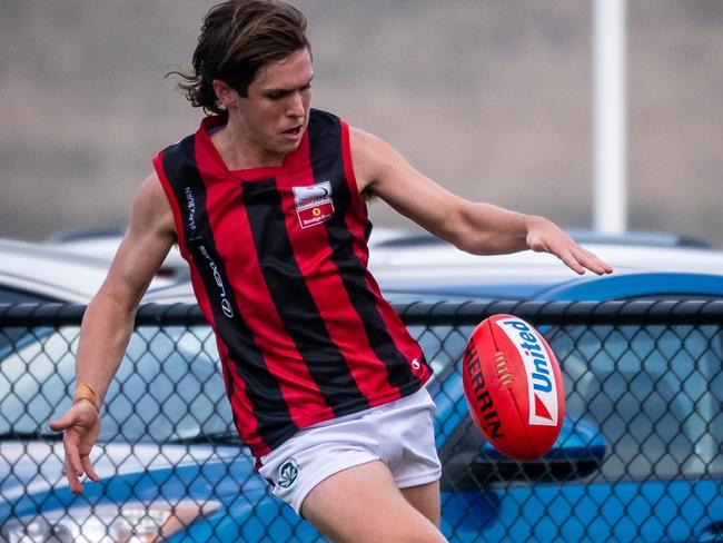 Mackenzie Doreian in action for Blackburn in the Eastern Football League (EFL). Picture: Renato Vizzarri