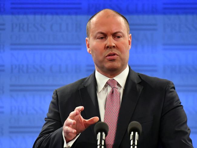 Treasurer Josh Frydenberg at the National Press Club in Canberra, Tuesday, May 5, 2020. (AAP Image/Mick Tsikas) NO ARCHIVING