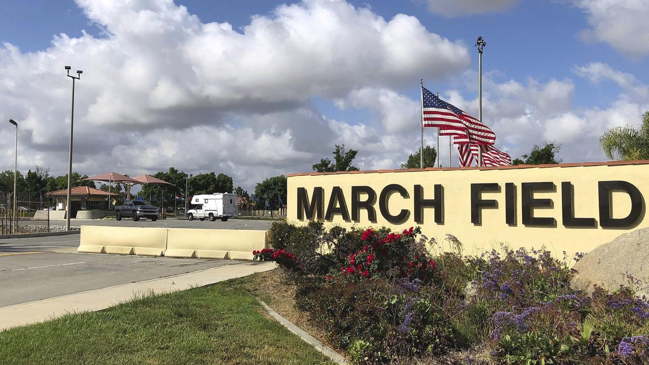 March Air Reserve Base in California where nearly 200 Americans evacuated from China are in quarantine. Picture: Photo/Amy Taxin