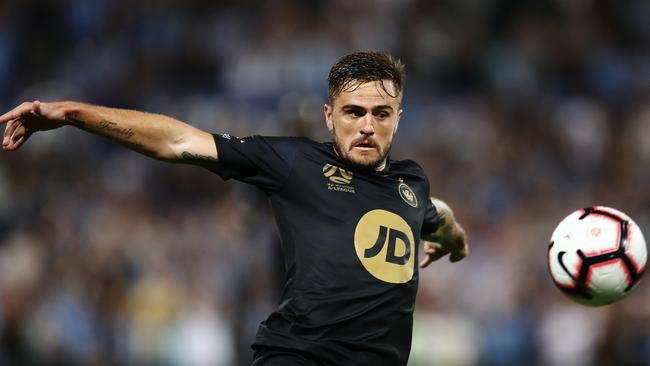 Joshua Risdon of the Wanderers controls the ball during the round two A-League match between Sydney FC and the Western Sydney Wanderers. Picture: Getty