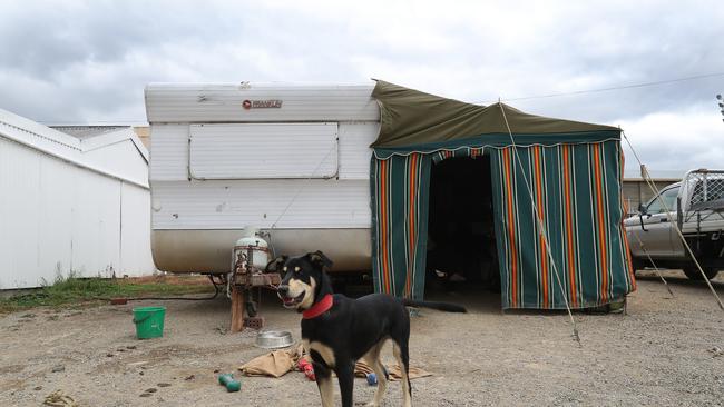 A family’s campsite at the showground. Picture: NIKKI DAVIS-JONES