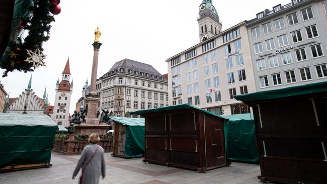 The cancelled Christmas market at Marienplatz in Munich, Germany. Picture: Getty Images