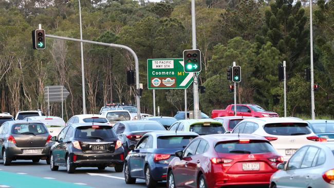 Traffic congestion near Coomera on the Pacific Motorway M1. Picture: NIGEL HALLETT