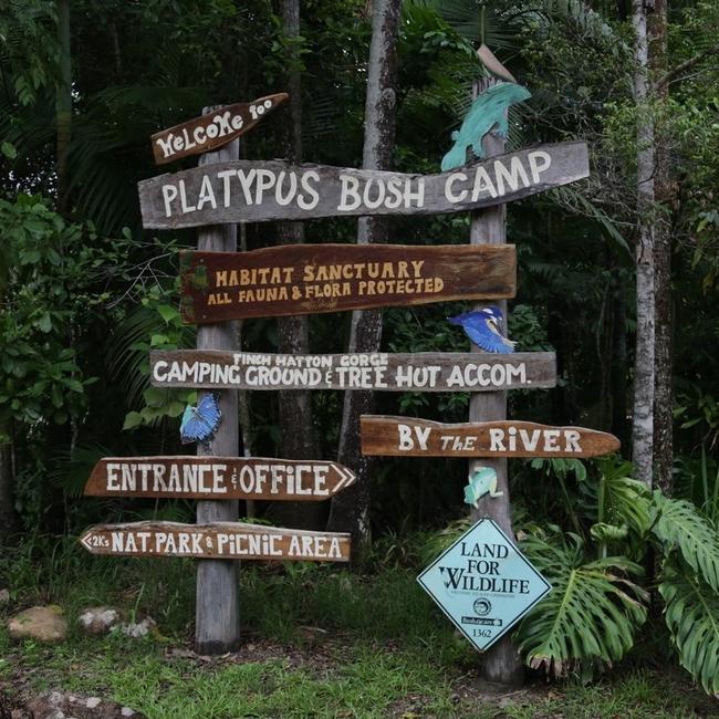 The iconic Platypus Bush Camp sign in Finch Hatton. Photo: Contributed