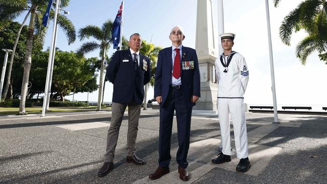 The Cairns RSL Sub Branch will focus this year's Anzac Day Dawn Service and commemorative service on Far North Queensland's Vietnam War veterans. Cairns RSL Sub Branch President and veteran Nathan Shingles will honour his father, Vietnam veteran Graham Shingles and son, Navy Cadet Petty Officer Jaxon Shingles at the Cairns cenotaph on Tuesday. Picture: Brendan Radke