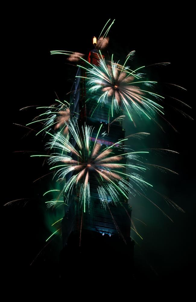 Fireworks light up the Taiwan skyline and Taipei 101 during New Year's Eve celebrations. Picture: Getty