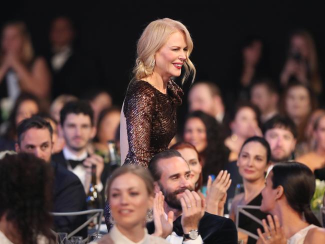 Nicole Kidman accepts the award for ‘Outstanding Performance by a Female Actor in a Television Movie or Limited Series’ during the 24th Annual Screen Actors Guild Awards at The Shrine Auditorium on January 21, 2018 in Los Angeles, California. Picture: Getty