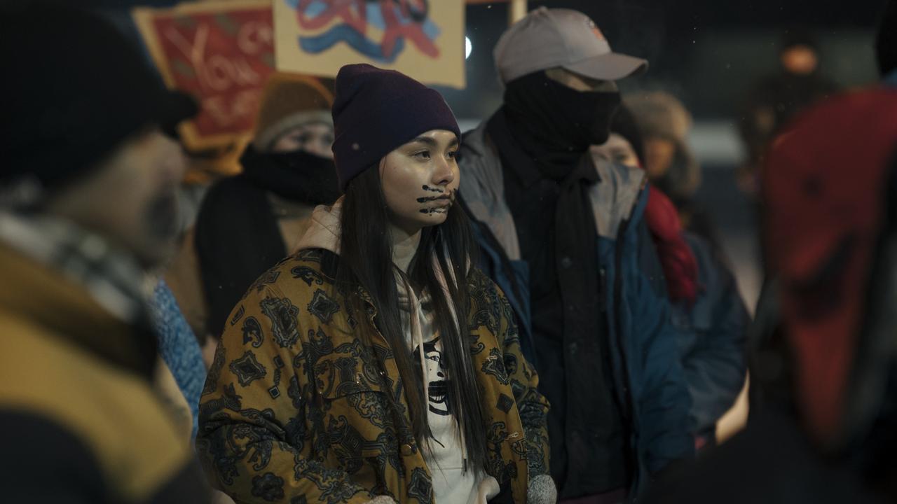 Isabella Star LaBlanc (above) in True Detective: Night Country. Indigenous Alaska is an important part of the series. Picture: Binge.