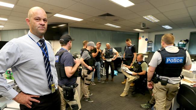 Detective Senior Sergeant Stephen Pucar and the Geelong Tasking and Crime Intervention Taskforce (TACIT) at work. Picture: Mike Dugdale