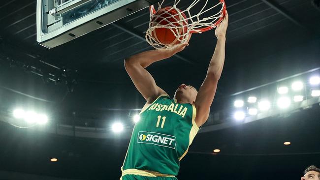 Exum starred off the bench in Australia’s win over Finland. (Photo by Kelly Defina/Getty Images)