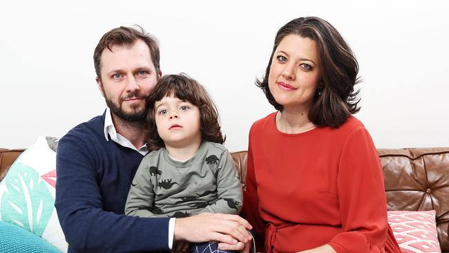 Country singer Amber Lawrence with husband Marty Newman and their son Ike. Picture: Tim Hunter