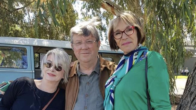 Anne Moran, Chris Rann and Jane Lomax-Smith at a rally to save the parklands. Picture: Anne Moran