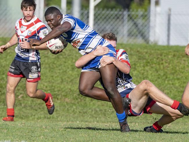 Brothers winger Saifu Savage dives over a try. Picture: Brian Cassey