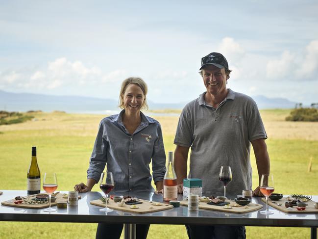 Tasman Sea Salt owners Alice Laing and Chris Manson are excited to be part of the Great Eastern Wine Week and are equally rapt to be partnering with Mayfield Estate wines for the event. Picture: Remi Chauvin