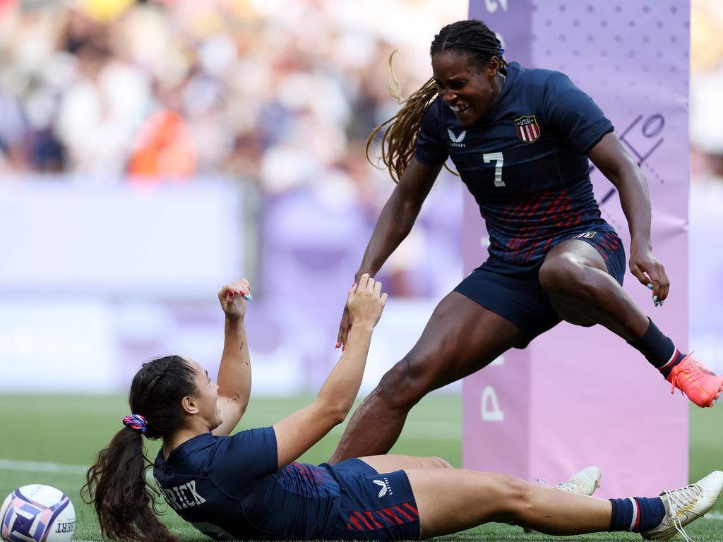 The USA celebrate their victory at the death. PIcture: Michael Steele/Getty Images