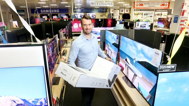 Michael Spencer, in Harvey Norman’s Fortitude Valley store. Picture: Steve Pohlner