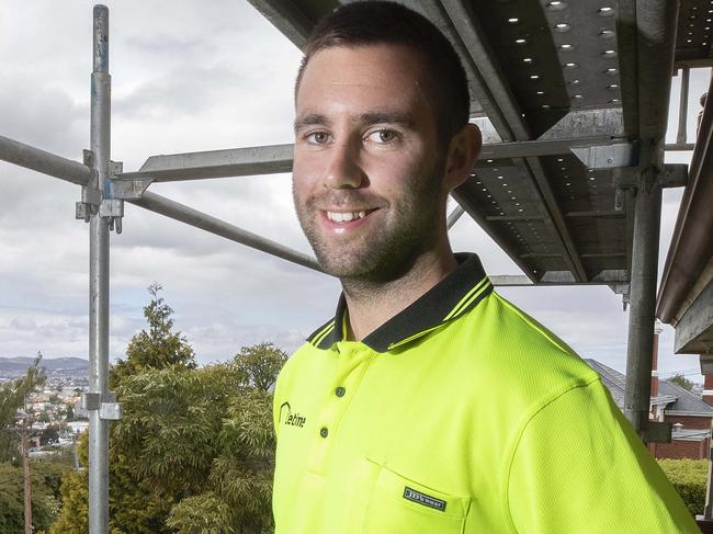 4th year apprentice carpenter Lucas Higgins of Lifetime Homes at work in Mount Stuart. Picture: Chris Kidd