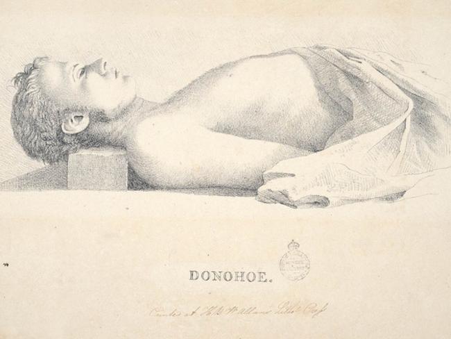 Thomas Mitchell made this drawing of Jack Donohoe in the morgue after he was killed. Picture: NSW State Library