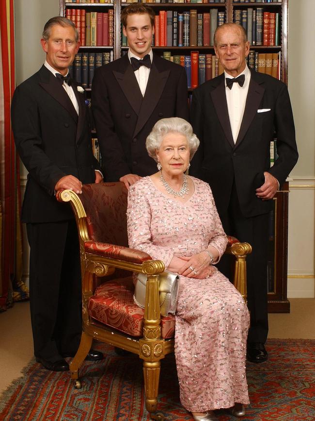In 2003, the Royals were marking the 50th anniversary of the Queen’s Coronation. Elizabeth posed with Philip and her heirs, Charles and William, at Clarence House in London before a dinner to mark the milestone. While it was the Queen’s role that was being celebrated, there can be no doubt of Philip’s contribution as “general manager of Royal Family Inc”. From the beginning of her reign he was a modernising influence, challenging traditions at the Palace and pushing for the Royal Family to be less austere. Philip Eade, author of Young Prince Philip: His Turbulent Early Life writes: “He determined to act as Elizabeth’s ‘eyes and ears’, getting around the country, visiting factories and coal mines, broadening her experience by proxy and keeping her informed about public opinion.” Picture: AP