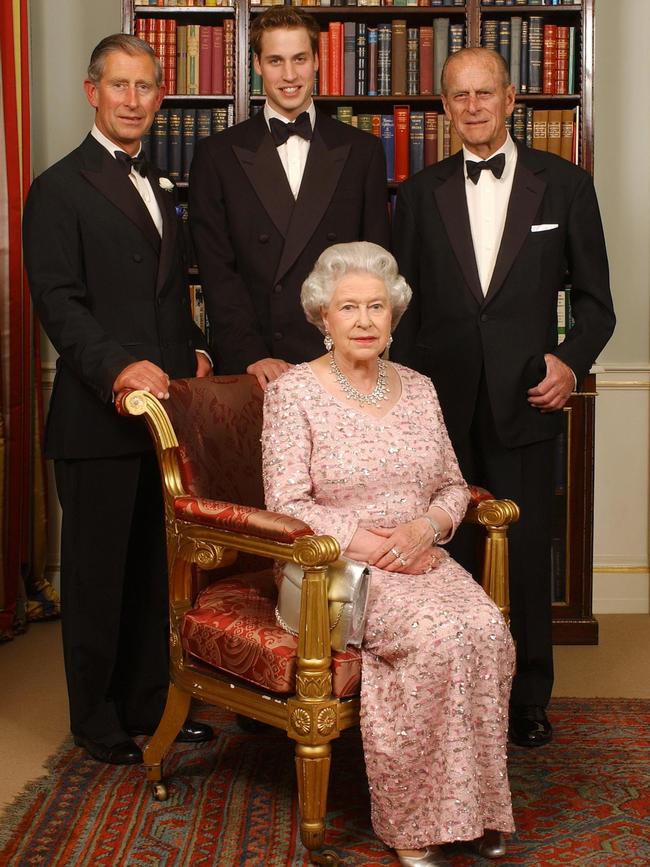 In 2003, the Royals were marking the 50th anniversary of the Queen’s Coronation. Elizabeth posed with Philip and her heirs, Charles and William, at Clarence House in London before a dinner to mark the milestone. While it was the Queen’s role that was being celebrated, there can be no doubt of Philip’s contribution as “general manager of Royal Family Inc”. From the beginning of her reign he was a modernising influence, challenging traditions at the Palace and pushing for the Royal Family to be less austere. Philip Eade, author of <i>Young Prince Philip: His Turbulent Early Life</i> writes: “He determined to act as Elizabeth’s ‘eyes and ears’, getting around the country, visiting factories and coal mines, broadening her experience by proxy and keeping her informed about public opinion.” Picture: AP