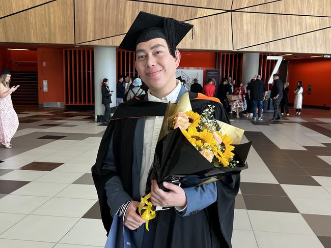 Charles Duca graduates from Australian Catholic University with a Bachelor of Nursing on April 16, 2024. Picture: Brittany Busch