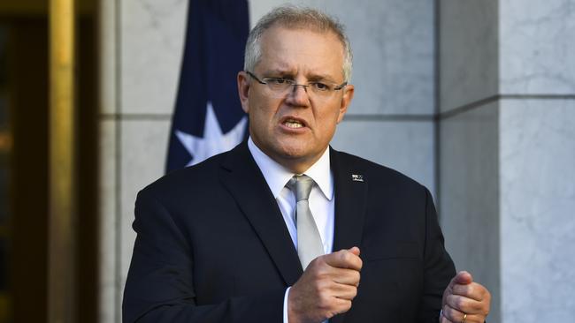 Scott Morrison speaks to the media at Parliament House on Friday. Picture: AAP