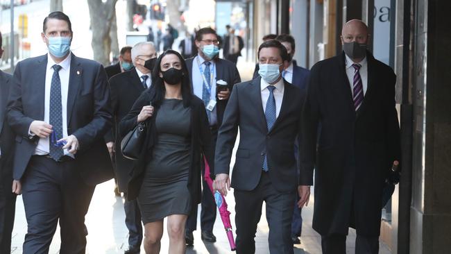 Matthew Guy and his supporters ahead of his successful challenge. Picture: David Crosling