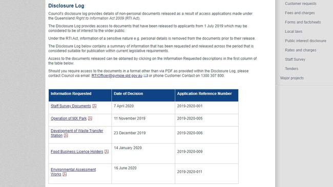 Gympie council’s disclosure log is back for the first time since 2012, despite the Information Commissioner strongly recommending over the past few years that councils have one.