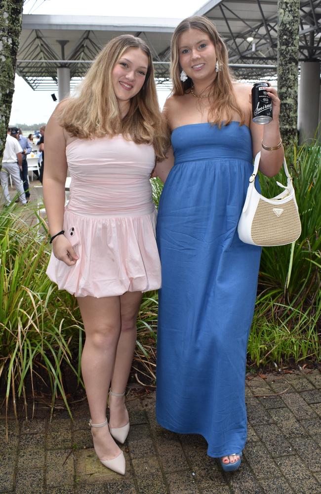 Megan K and Talitha C at the 91.1 Hot FM Ladies Oaks Day 2025.