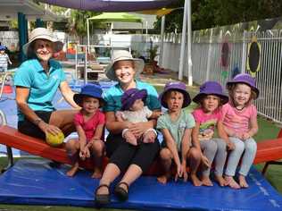 Child Care story Sharon Robertson (teacher) , Macey, Alex Wood (educator) , Elsie, Kai, Millie and Aurora at Dalton Drive Ealy Learning. Photo: Warren Lynam / Sunshine Coast Daily. Picture: Warren Lynam