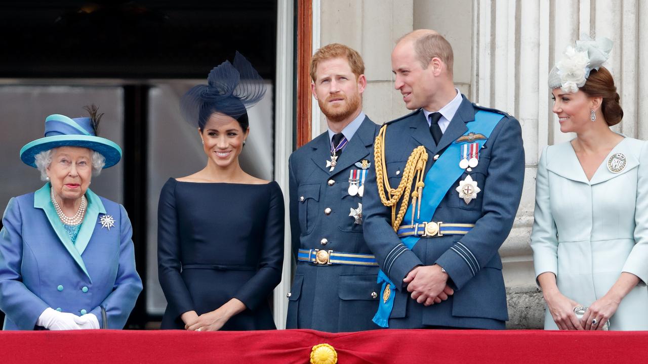 Harry and Meghan at a royal event with the Queen back in 2018. Picture: Getty