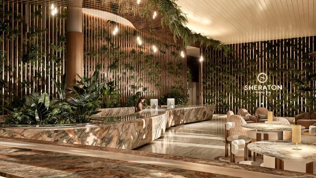 Artist's impression of reception area at Sheraton Hervey Bay.