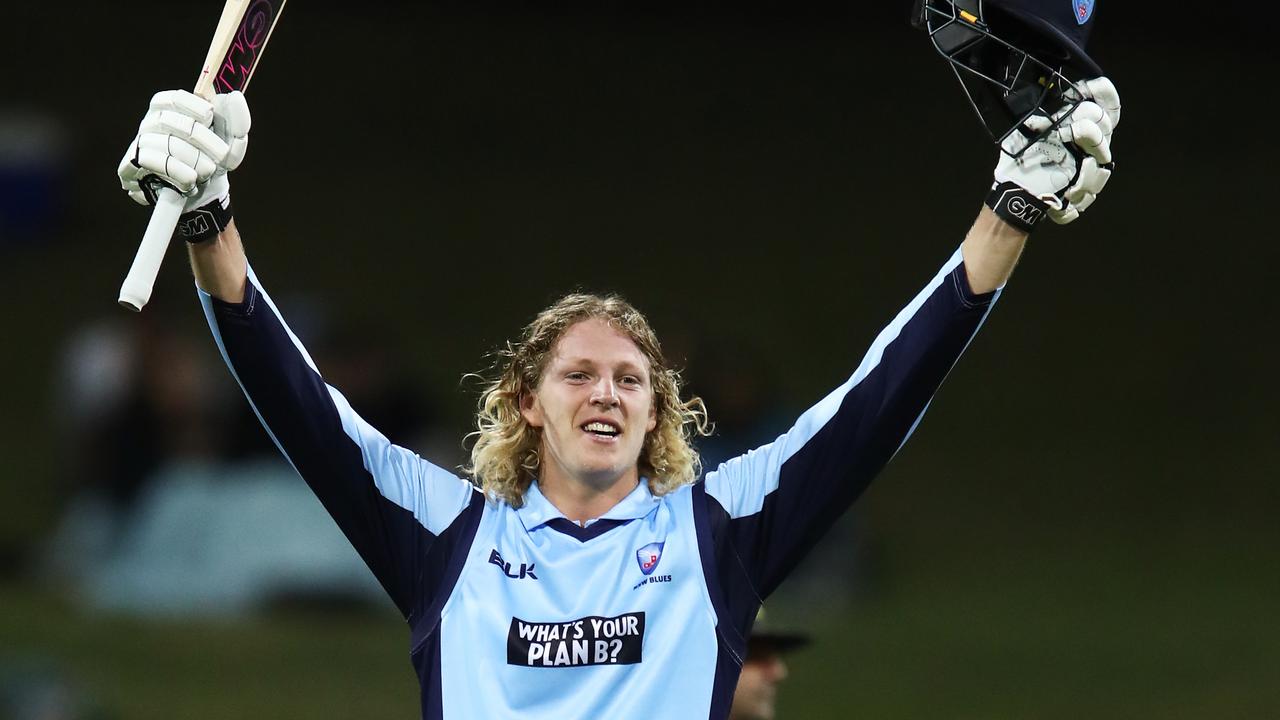 Jack Edwards celebrates his first one-day century.