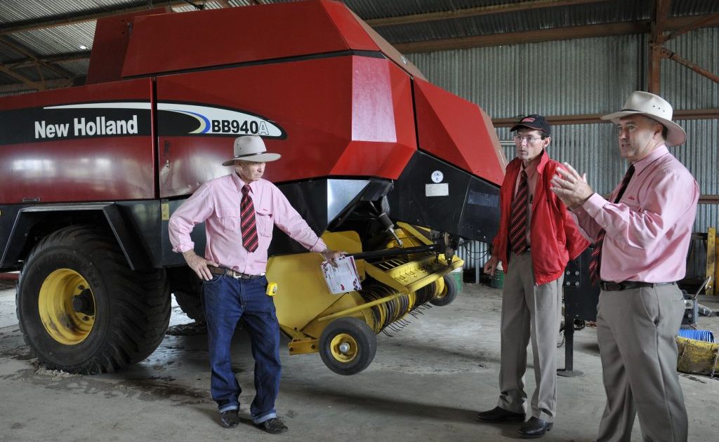 Elders rural sales consultant Bob Loiterton, principals Ross Troy and Trevor Leishman prepare for the Wellcamp Downs stud auction.Story about Wagners auction at Wellcamp Downs, new airport site. Photo Dave Noonan / The Chronicle. Picture: Dave Noonan