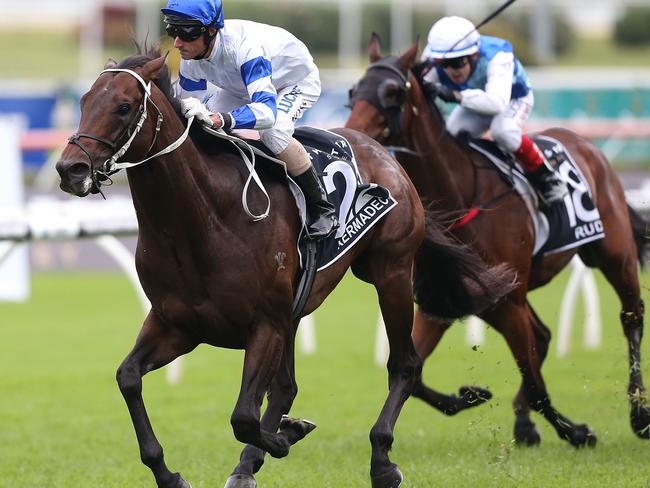 SYDNEY, AUSTRALIA - APRIL 06: Glen Boss rides Kermadec to win race 9, The Doncaster Mile, during Sydney Racing at Royal Randwick Racecourse on April 6, 2015 in Sydney, Australia. (Photo by Anthony Johnson/Getty Images)